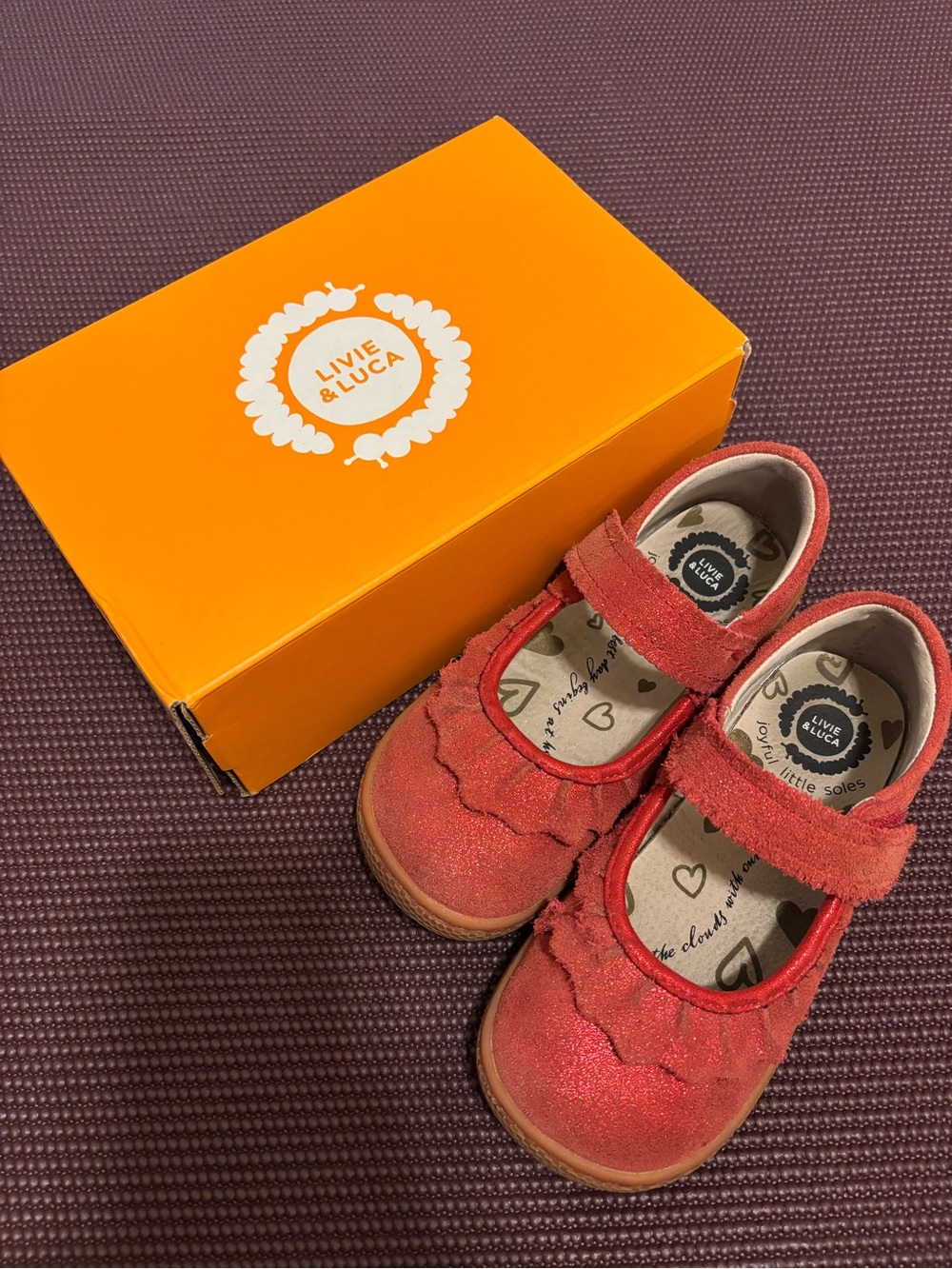 Livie & Luca Red Suede Mary Jane Shoes for Kids